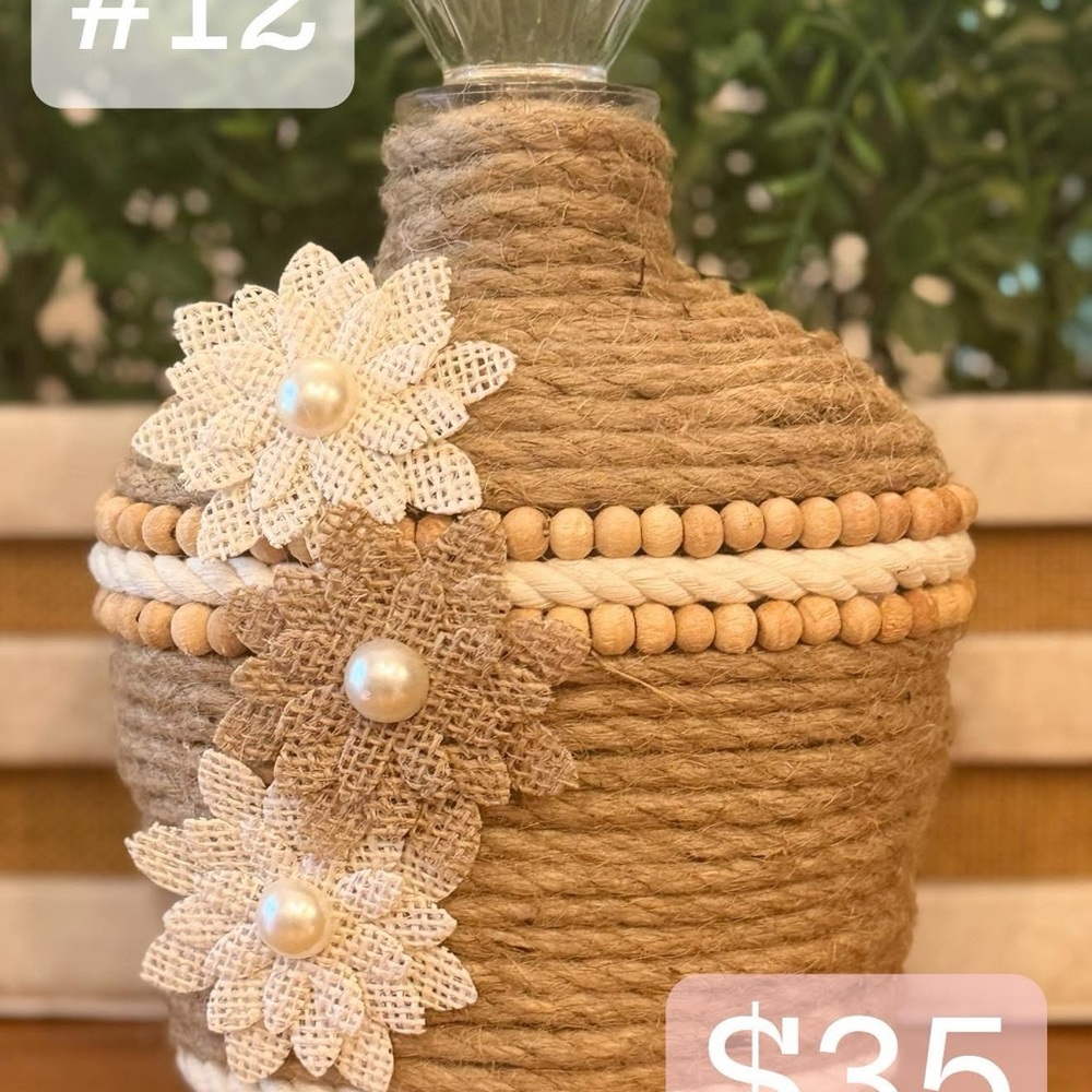 Repurposed Crown Royal bottle with Floral Accents